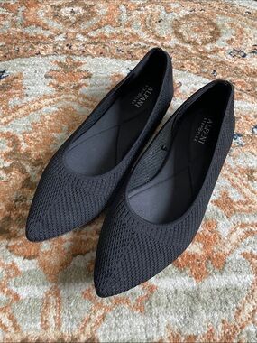 Alfani Step Flex Black Pointed Stretch Seamless Knit Ballet Flats